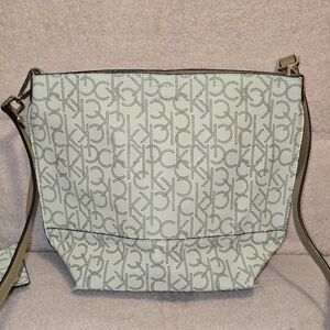Calvin Klein Beige and Gray Monogram Bag